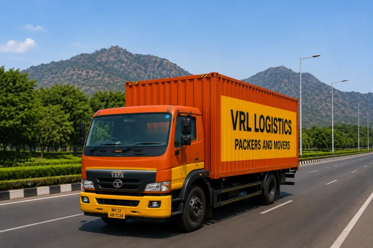 VRL Logistics Packers and Movers branded truck providing safe, GPS-tracked goods transport in Chandigarh