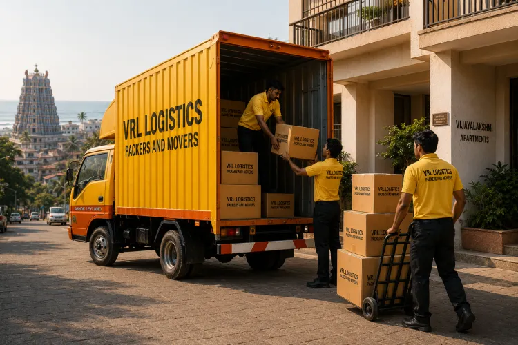VRL Logistics Packers and Movers branded truck and team handling a relocation in Chennai